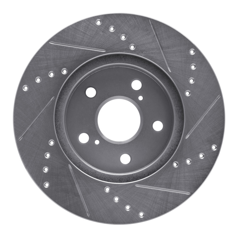 Lexus IS250 Brake Rotor (1) - Front Left - R1 Concepts - Drilled & Slotted - Silver - `02-`15